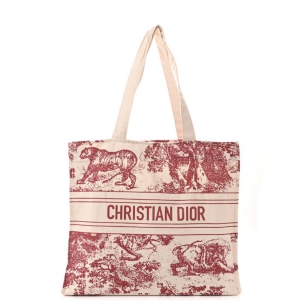 Dior DIORIVIERA Cream and Burgundy Canvas Tote - Picture 6 of 7